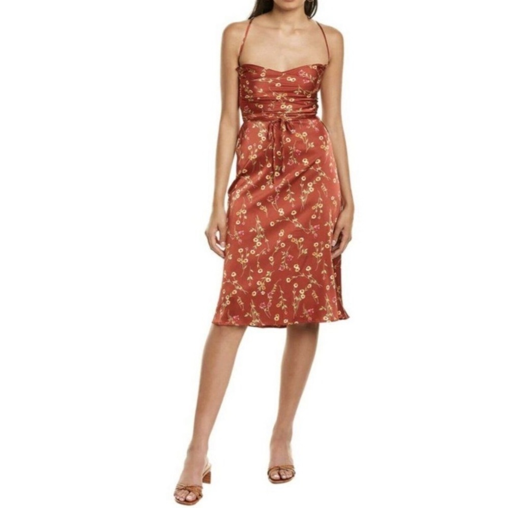 Danielle Bernstein by We Wore What Tie Back Satin Midi Dress Size XS
